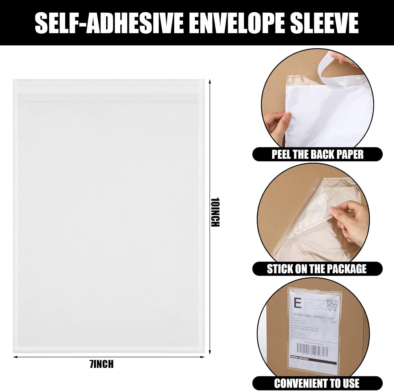 Geetery 1000 Pcs 7"x10" Packing List Envelopes Clear Self-Adhesive Bulk | Shipping Label Sleeves for Mailing, Waterproof Pouches Protect Packing Slips, Clear Window, Bulk for Ecommerce Warehouse - Image 2