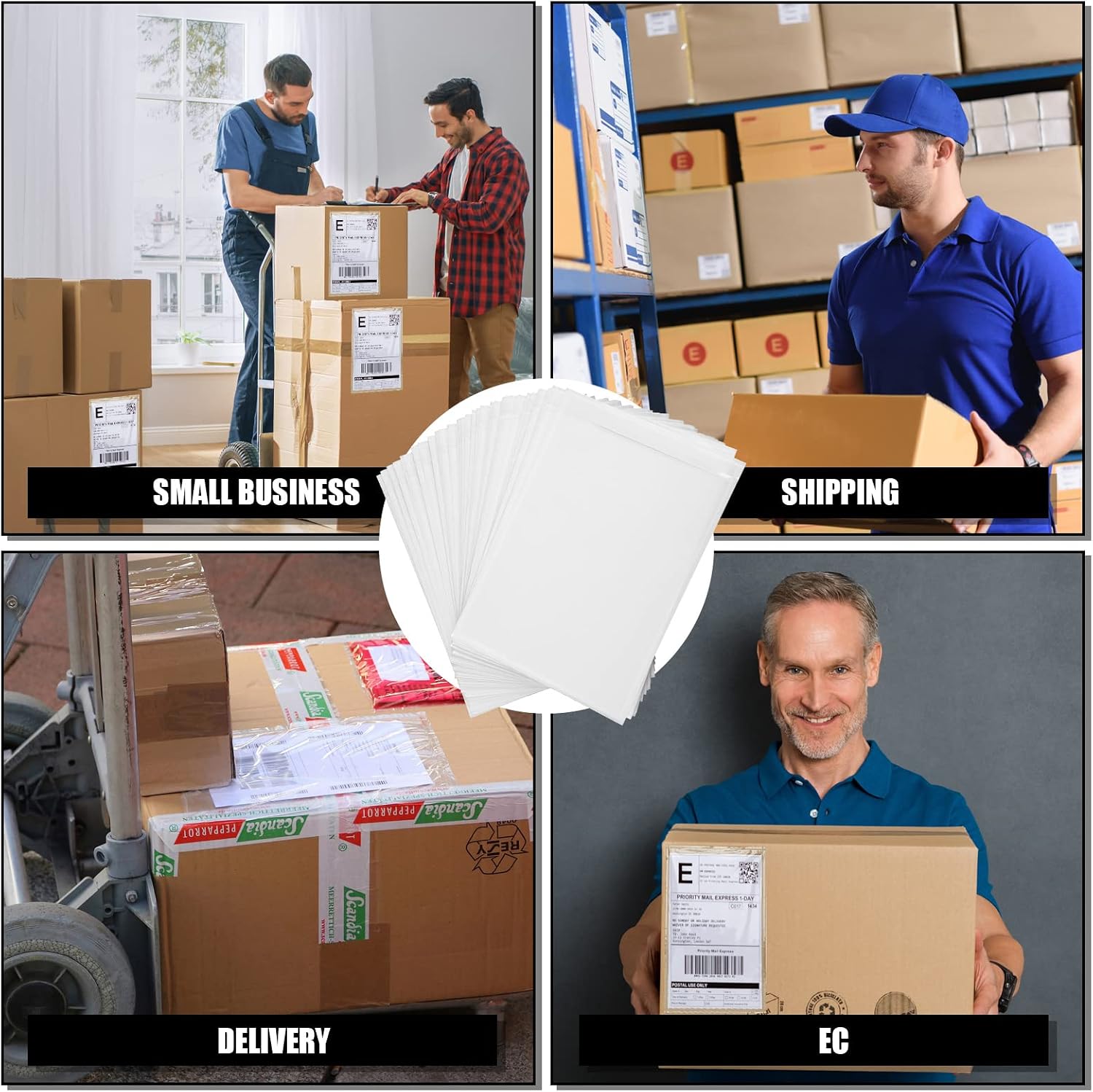 Geetery 1000 Pcs 7"x10" Packing List Envelopes Clear Self-Adhesive Bulk | Shipping Label Sleeves for Mailing, Waterproof Pouches Protect Packing Slips, Clear Window, Bulk for Ecommerce Warehouse - Image 6