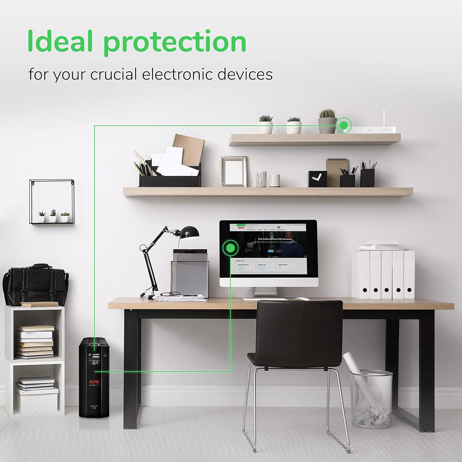 APC UPS 1500VA/900W, LCD, AVR, UPS Battery Backup & Surge Protector BX1500M | Back-UPS Pro 1500VA UPS for home offices. 10 outlets, surge protect, UL cert, 68-min runtime (@100W) for PCs & workstations - Image 8
